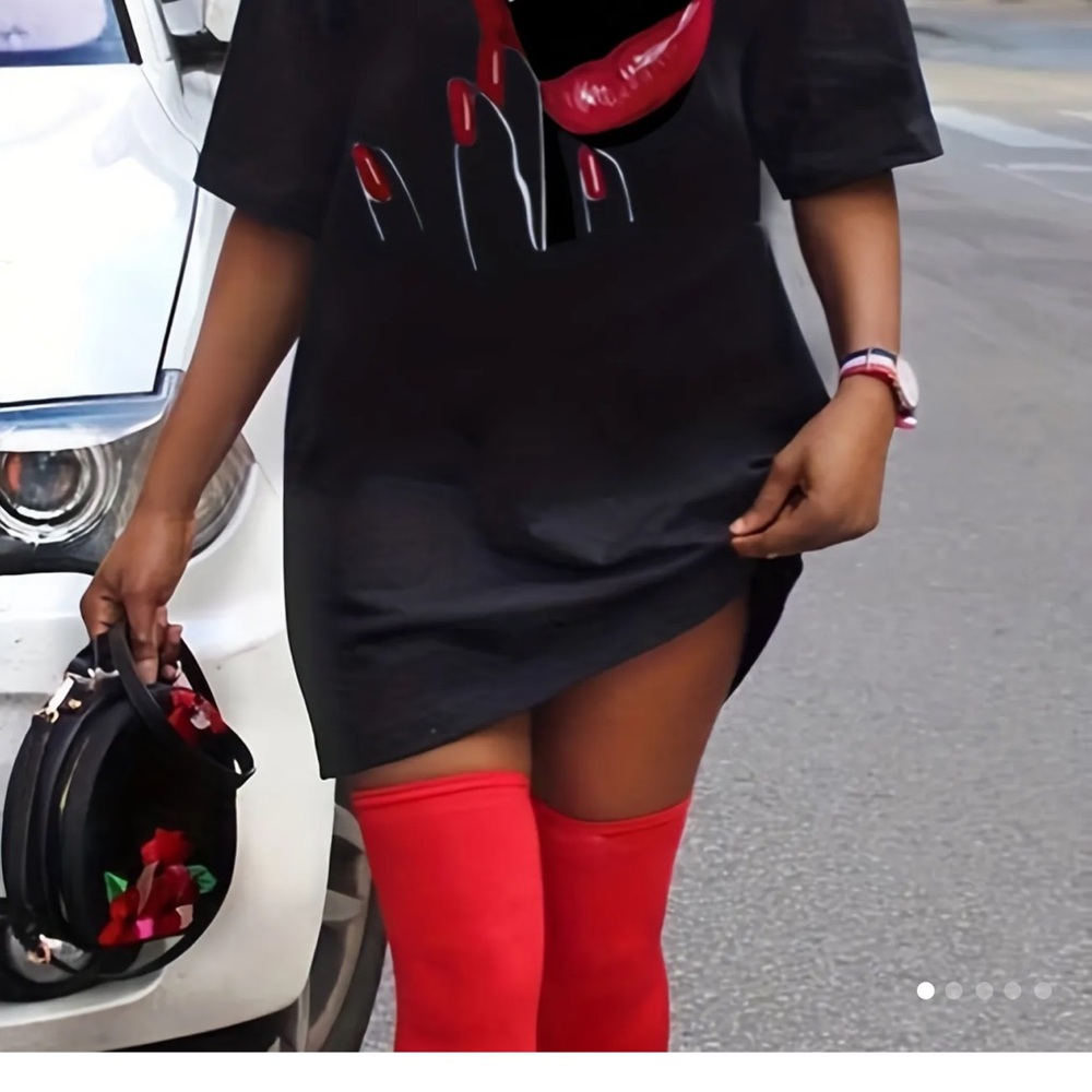 T shirt dress XL black and red